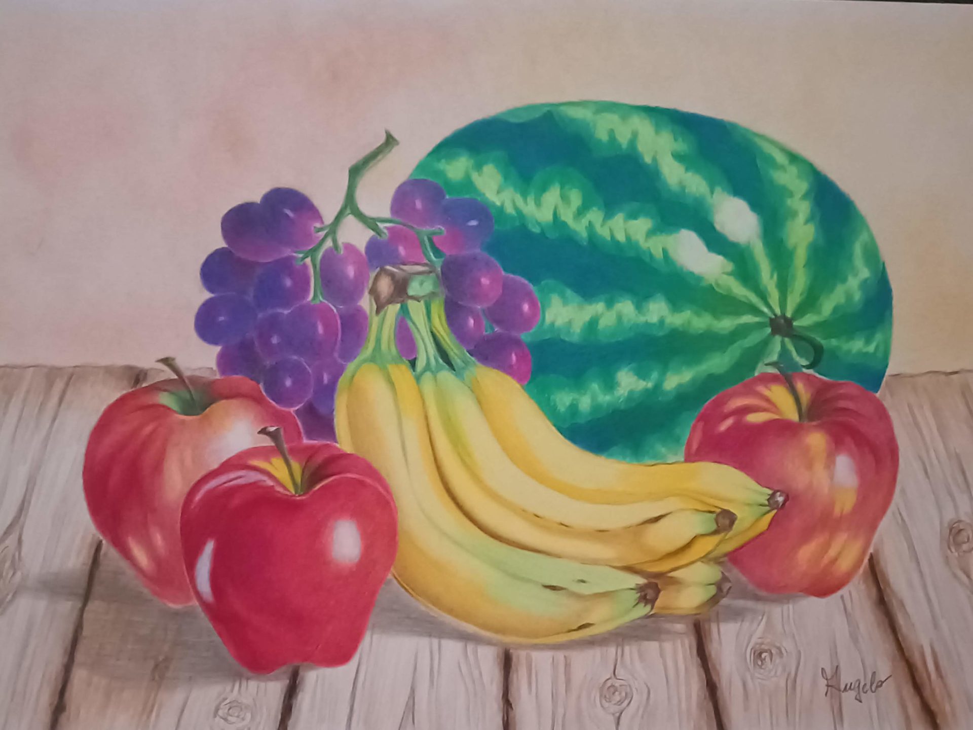Cocomero con uva, mele e banane